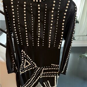 CBR Black Dress with Pearl Accents